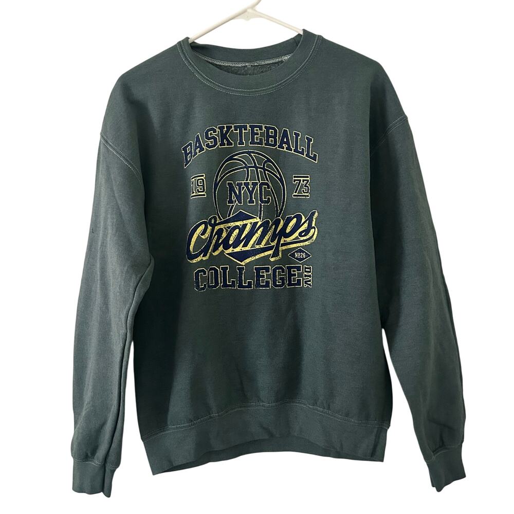 Golden Hour Women's Crew Neck Green NYC Basket Ball Sweatshirt XS S Small NWOT
